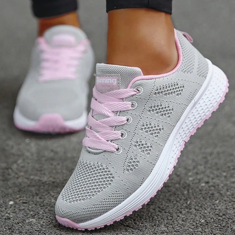 Women's Mesh Tennis Sneakers — Lace-Up Breathable Comfortable Trainers — view 11 of sneakers