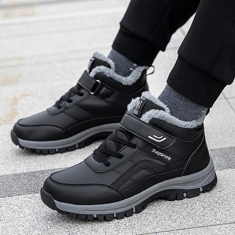 Winter Boots for Men — Waterproof PU Leather Warm Snow Ankle Boots — view 5 of boots