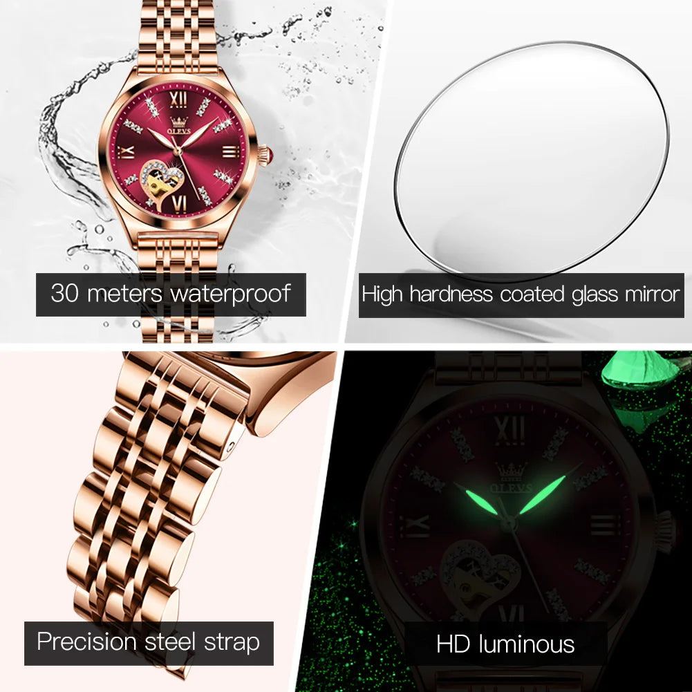 OLEVS 6636 Women's Roman Dial Watch — Luxury Fashion Quartz Wristwatch — view 5 of watches