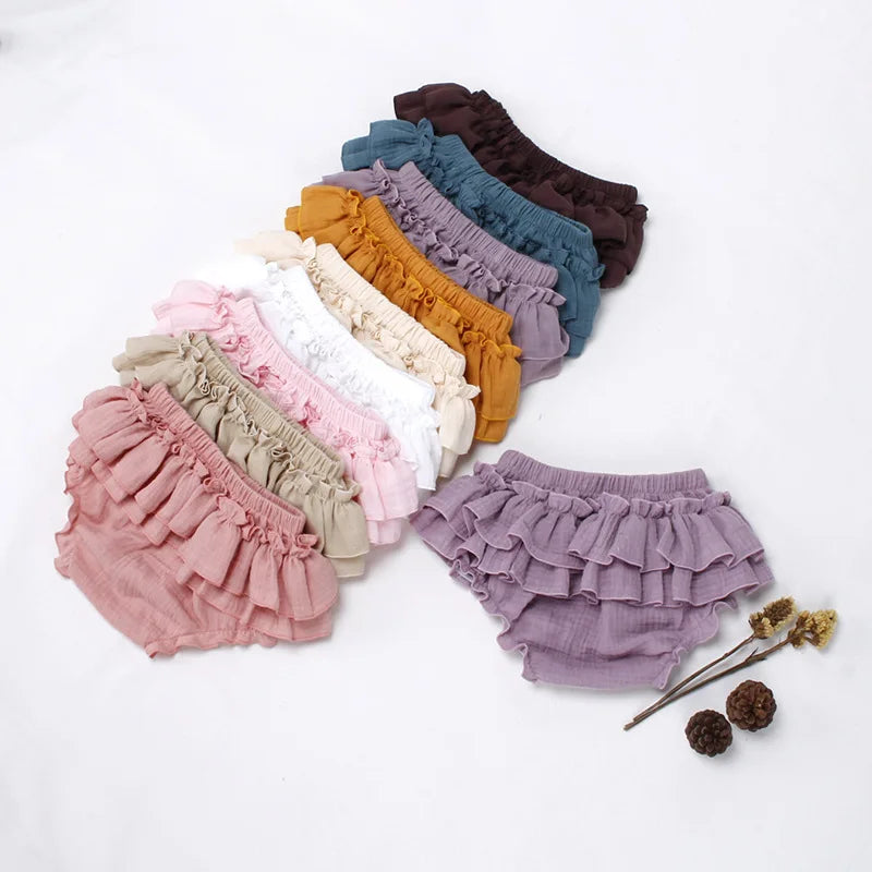 Baby Girls Double-Layer Ruffle Bloomer - Muslin Cotton Tutu Diaper Cover — view 3 of baby bottoms