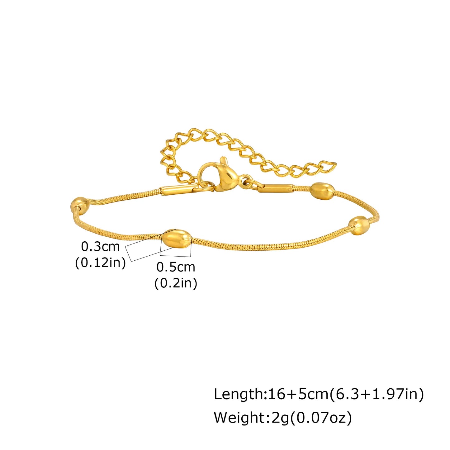 Women's Herringbone Chain Bracelet — Gold Plated Stackable Stainless Steel Jewelry
