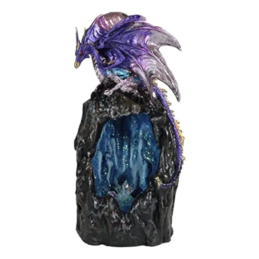 Crystal & Gemstone Purple Azurite Dragon Incense Burner — Faux Geode Quartz Backflow Decor — view 3 of crystal & gemstone