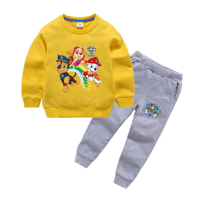 Paw Patrol Children Sets 2024 Autumn Boys/Girls Long sleeve t shirt Kids Kawaii Anime Clothing Sweatshirts and Pants Suits