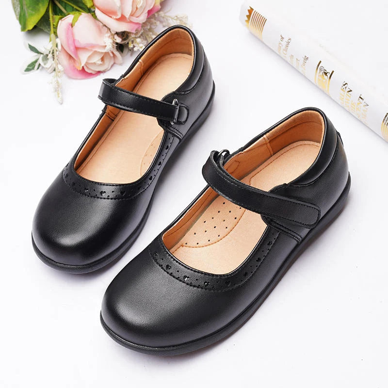 Girls’ Black Flat Mary Jane School Shoes – Comfortable Soft-Bottom Princess Shoes for Daily Wear