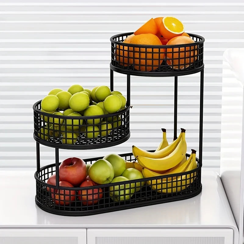 Stainless Steel Multi-Layer Fruit Basket &mdash; Elegant Round Display Rack for Kitchen &amp; Dining — view 3 of dining & tableware