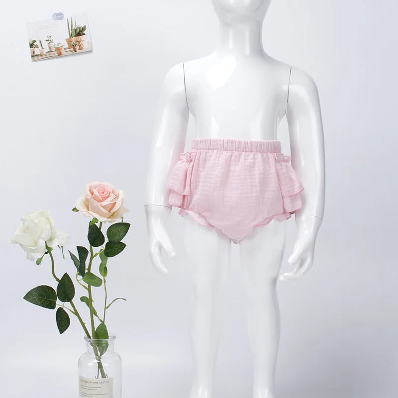 Baby Girls Double-Layer Ruffle Bloomer - Muslin Cotton Tutu Diaper Cover — view 6 of baby bottoms