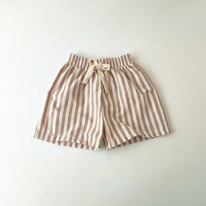 Toddler Linen Cotton Shorts - Breathable Summer Stripe Shorts for Kids — view 9 of toddler apparel
