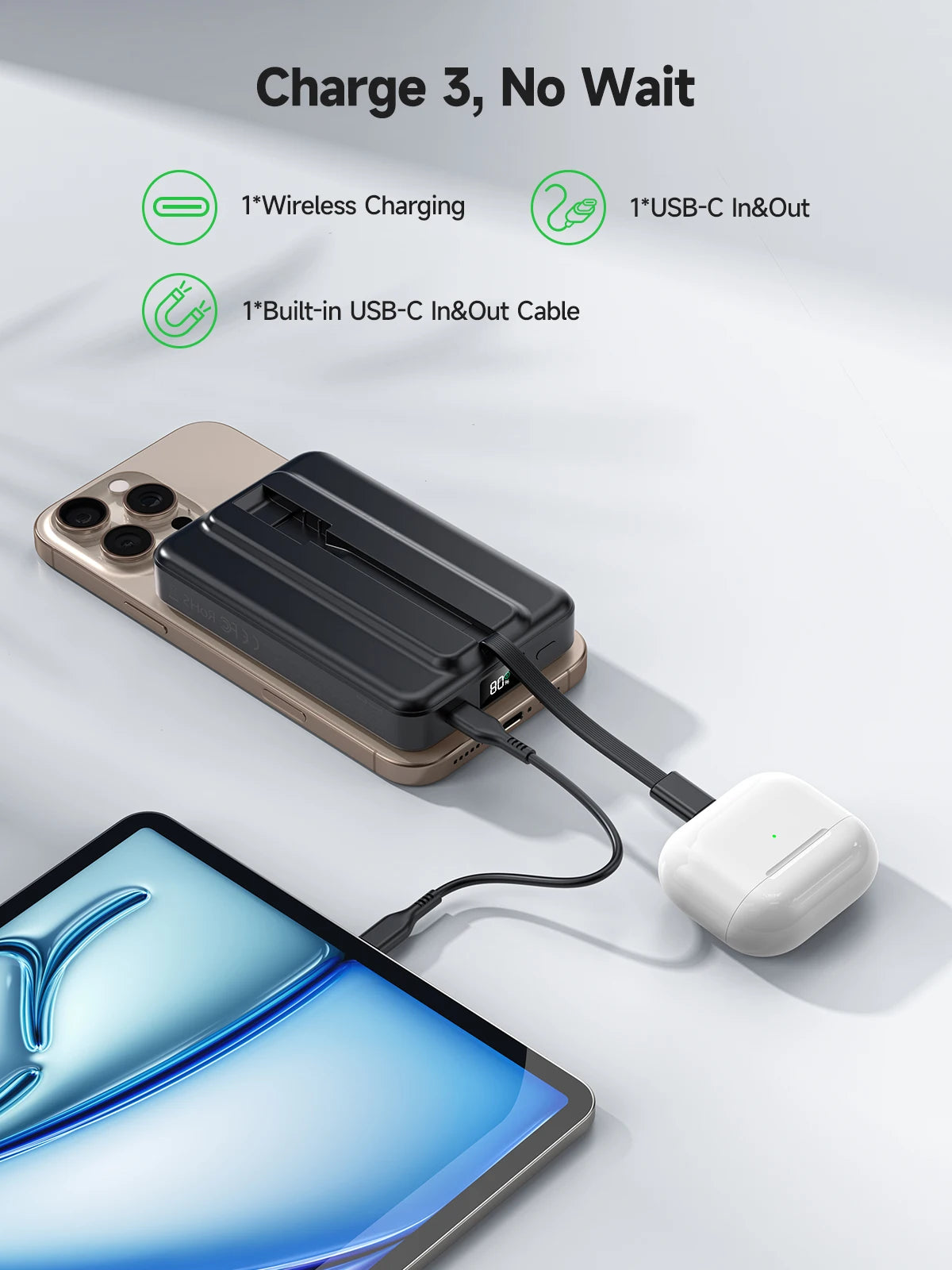 10000mAh Magnetic Wireless Power Bank for iPhone 12-17 MagSafe Battery Pack — view 3 of power banks