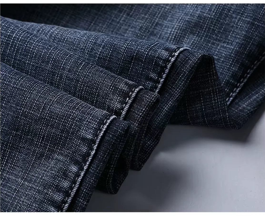Wthinlee Men's Business Jeans — Stretch Straight Fit Classic Denim Trousers — view 4 of men's clothing