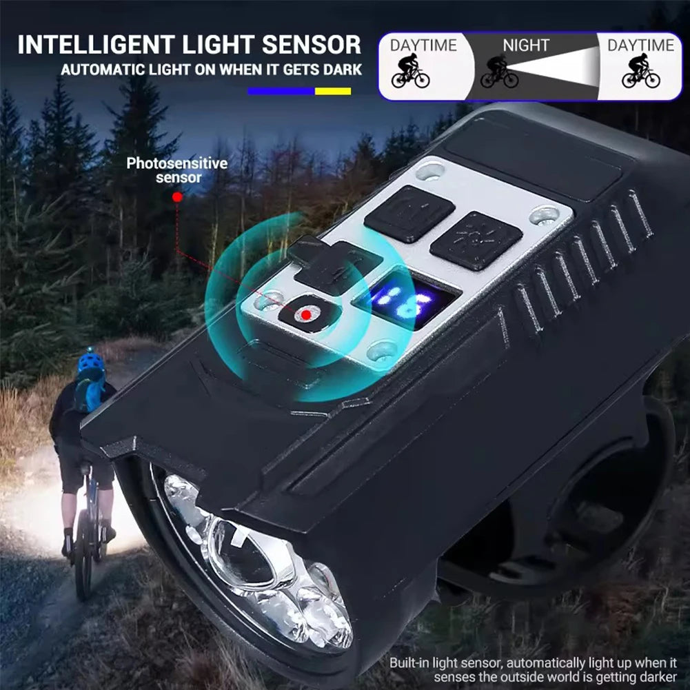 9-LED USB-C Rechargeable Bike Light — Sensor MTB Headlight with Side Beams — view 6 of outdoor sports