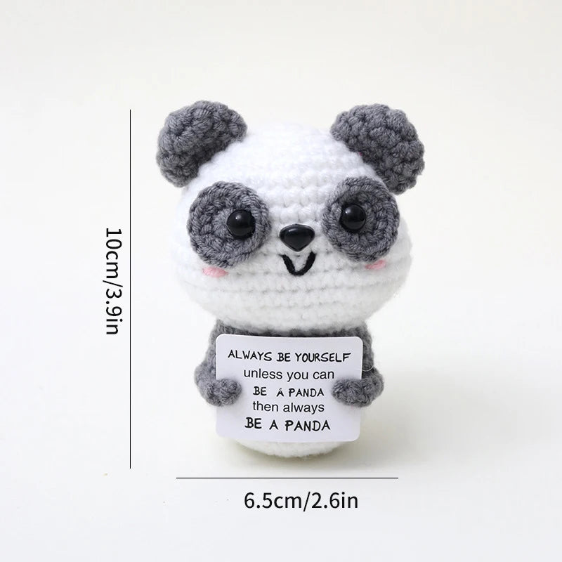 Home Decor Hand-Woven Crochet Ornament — Funny Vegetable Animal Doll with Hugging Card, Positive Energy Desk Accent & Gift