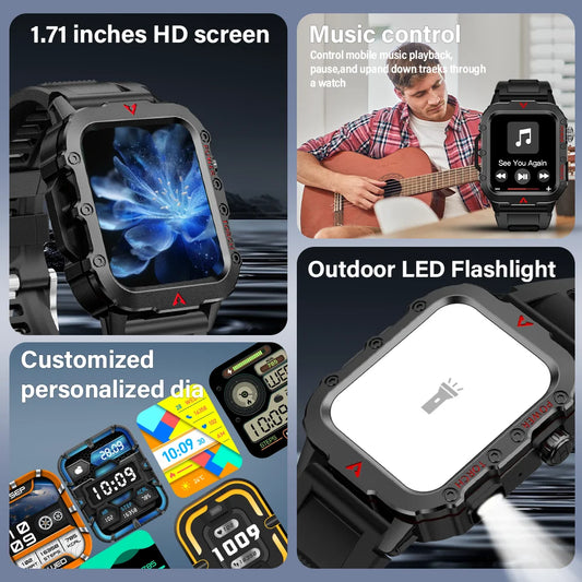Men's Smart Watch — LED Flashlight Outdoor Sports Health Wristwatch — view 5 of watches