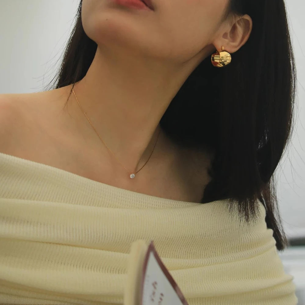 Women's Dainty Zircon Charm Necklace — 18K Gold Plated Anti-Tarnish Jewelry — view 3 of jewelry