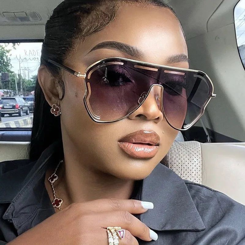 Oversized Shield Sunglasses 2024 — Hollow One-Piece Big-Frame Luxury Special-Shaped Eyewear — view 2 of sunglasses