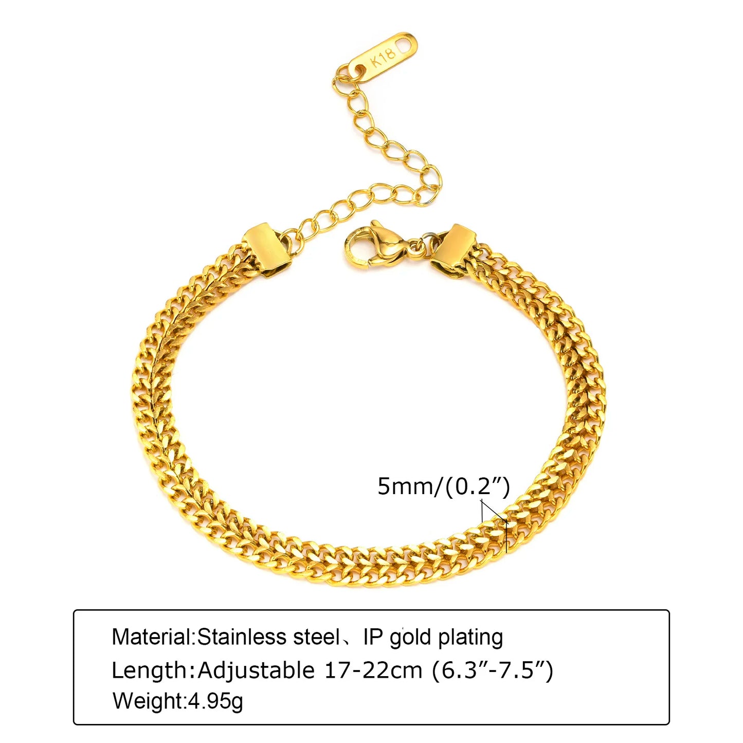 Women's 18K Gold-Plated Twist Paperclip Chain Bracelet Stainless Steel Stackable Wrist Chain — view 6 of bracelets