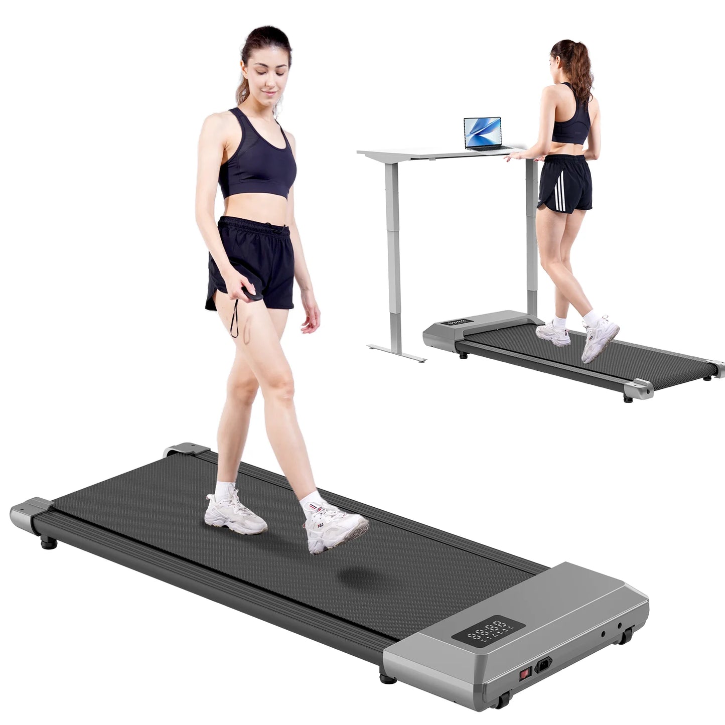 2-in-1 Walking Pad Mini Treadmill – Under Desk, LCD Screen, Bluetooth, Quiet, 250lb Max (BA04/06-A2) — view 5 of sports & fitness