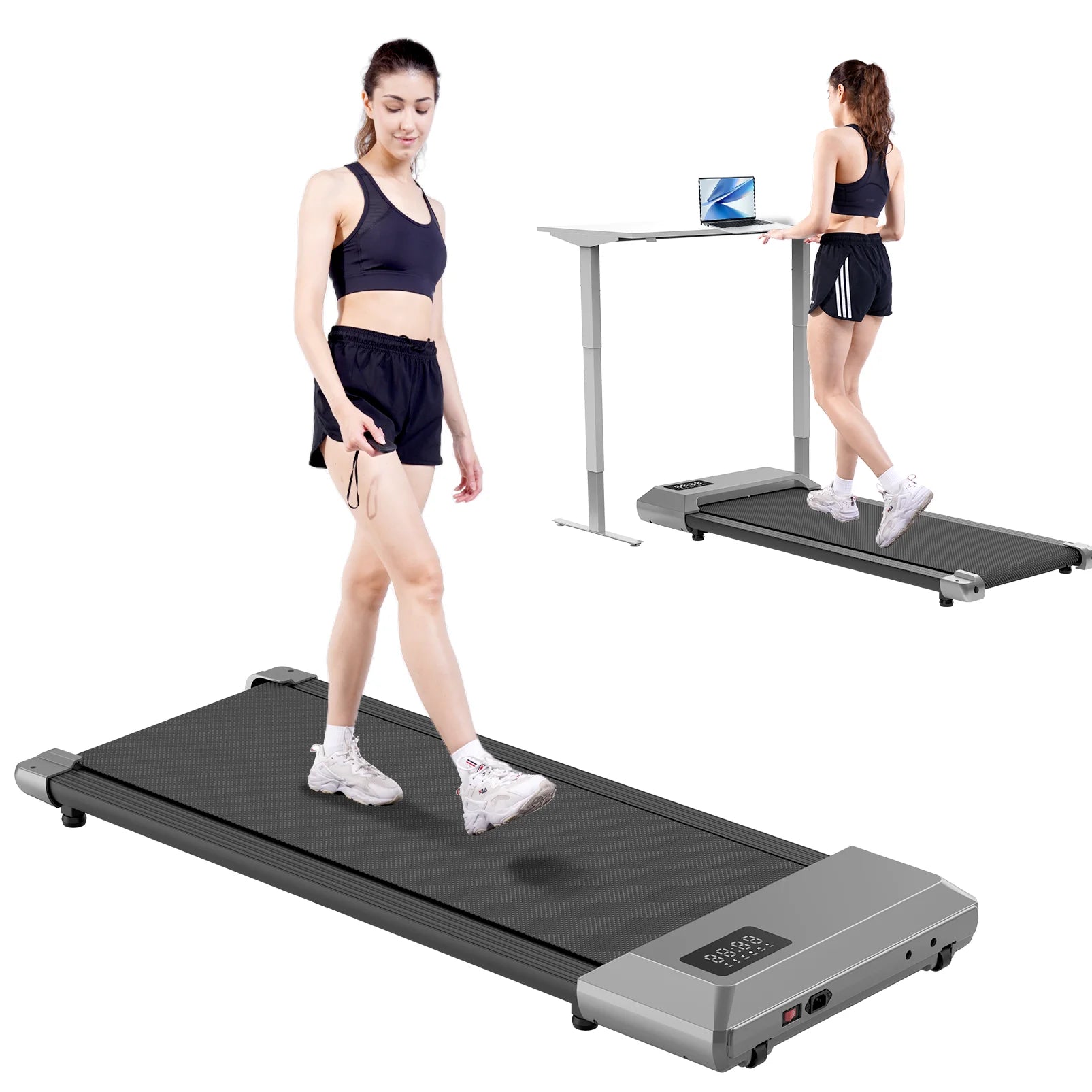 2-in-1 Walking Pad Mini Treadmill – Under Desk, LCD Screen, Bluetooth, Quiet, 250lb Max (BA04/06-A2) — view 5 of sports & fitness