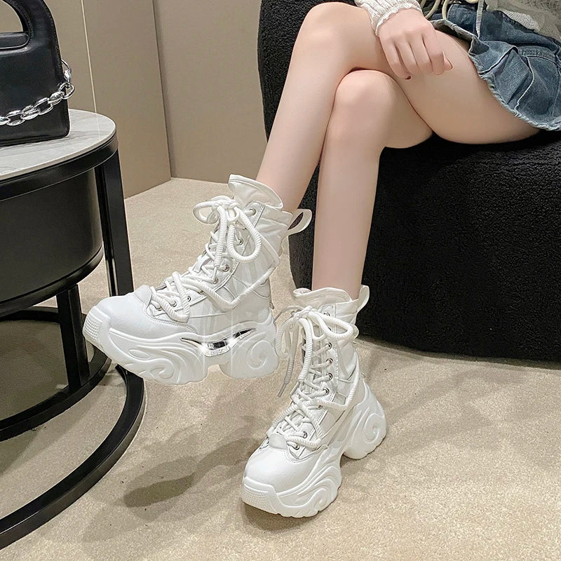 Chunky Platform Ankle Boots — Breathable High-Top Sneaker Booties 7.5 cm — view 5 of boots