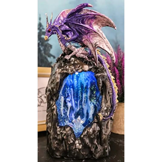Crystal & Gemstone Purple Azurite Dragon Incense Burner — Faux Geode Quartz Backflow Decor — view 1 of crystal & gemstone