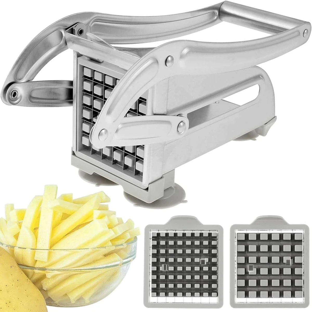 Stainless Steel French Fry Cutter – Quick-Cut Potato Slicer with 36/46-Hole Blades — view 6 of home & kitchen