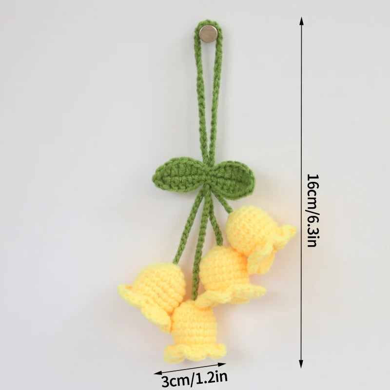 Home Decor Crochet Flower Pendant — Hand-Knitted Car Interior Hanging Decor & Bag Accessory — view 7 of home decor