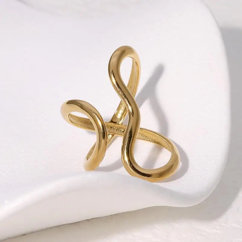 Women's Waterproof Open Ring — 18K PVD Gold Plated Stainless Steel Jewelry — view 4 of jewelry