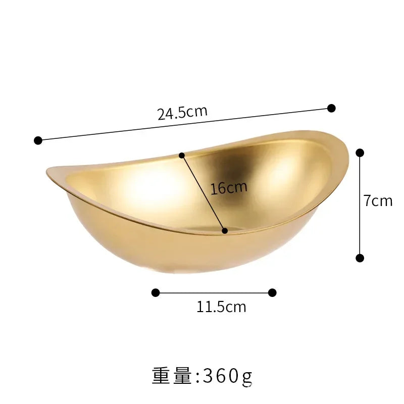 Golden Ingot Bowl — 304 Stainless Steel Korean Salad & Dessert Snack Bowl — view 9 of dining & tableware
