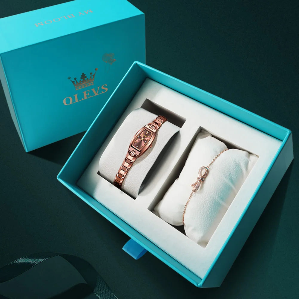 OLEVS Women's Gold & Rose Gold Watch — Luxury Diamond Quartz Wristwatch — view 8 of watches