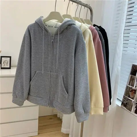 Women Clothing Winter Fleece Jackets Sweatshirt Loose Casual Cashmere Zippered Cardigan Jacket Velvet Thickened Hoodie New