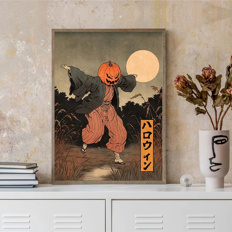 Home Decor Japanese Rising Skeletons Poster — Creepy Ghost Zombie Halloween Canvas Wall Art — view 4 of home decor