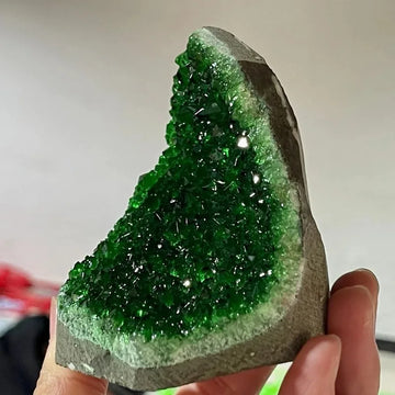 Crystal & Gemstone Green Geode Quartz Cluster — 200-300g Natural Stone Decor Craft — view 1 of crystal & gemstone