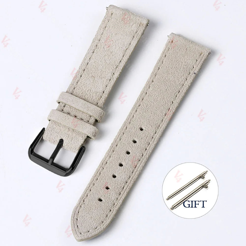 Vintage Suede Cowhide Watch Strap — 18mm 19mm 20mm 22mm Handmade Leather Band — view 20 of watch straps