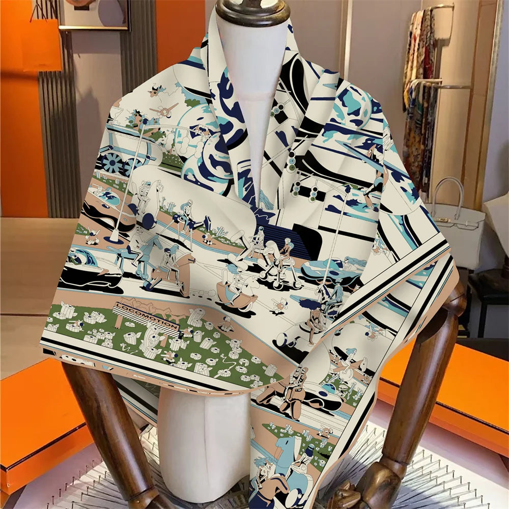 Cashmere Scarf Hand-Rolled Square 135cm — Wearable-Art Museum-Fashion Luxury Shawl — view 2 of scarves & wraps