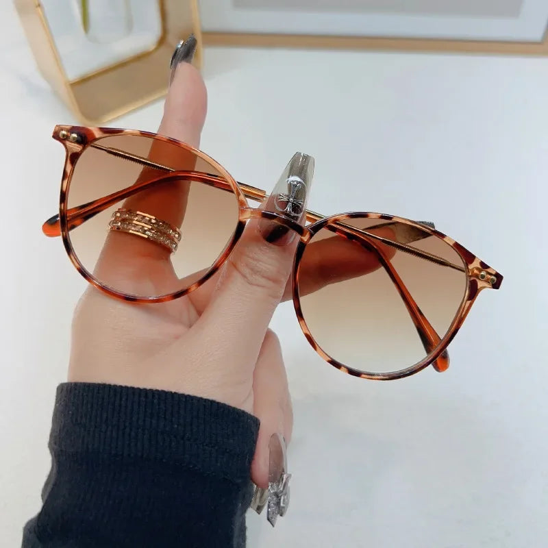 Round Vintage Sunglasses Retro Luxury — Boho Summer Women Designer Brand Oval UV Shades — view 4 of sunglasses