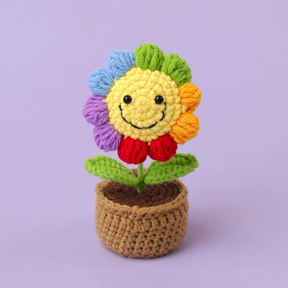 Home Decor Crochet Sunflower in Pot — Hand-Knitted Faux Flower Graduation Gift & Shelf Accent — view 16 of home decor