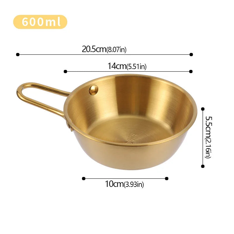 Korean Sauce Bowl with Handle — 304 Stainless Steel Rice, Wine & Seasoning Dish