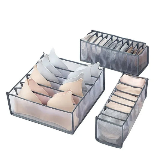 Foldable 7-Grid Underwear & Bra Drawer Organizer – Closet Storage Box for Socks & Lingerie