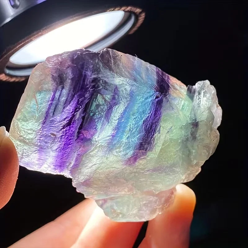 Crystal & Gemstone Fluorite Raw Stone — Natural Rainbow Crystal Home Decor — view 4 of crystal & gemstone