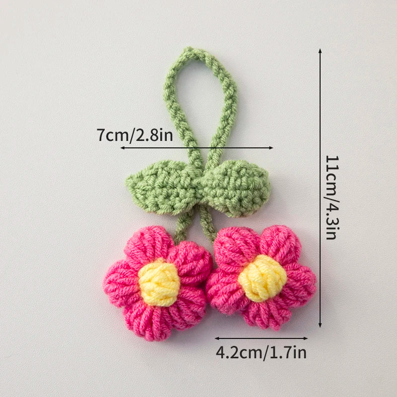 Home Decor Crochet Flower Pendant — Hand-Knitted Car Interior Hanging Decor & Bag Accessory — view 19 of home decor
