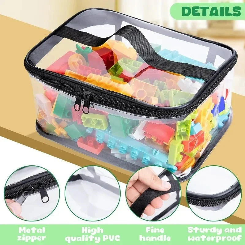 Transparent Kids Toy Organizer Bag - Large Travel Storage Tote with Handle — view 4 of storage bags