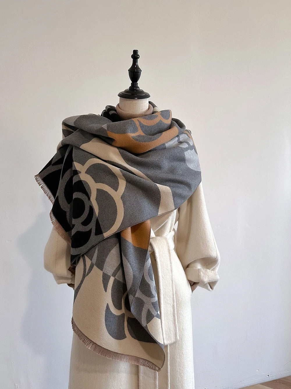 Pashmina Scarf Quiet-Luxury Everyday Wrap — Soft Cashmere-Feel Thick Warm Winter Blanket Shawl — view 3 of scarves & wraps
