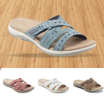Summer Sandals Hollow-Out Hook-and-Loop Slides — Orthopedic Round-Toe Comfort Sandals — view 1 of summer sandals
