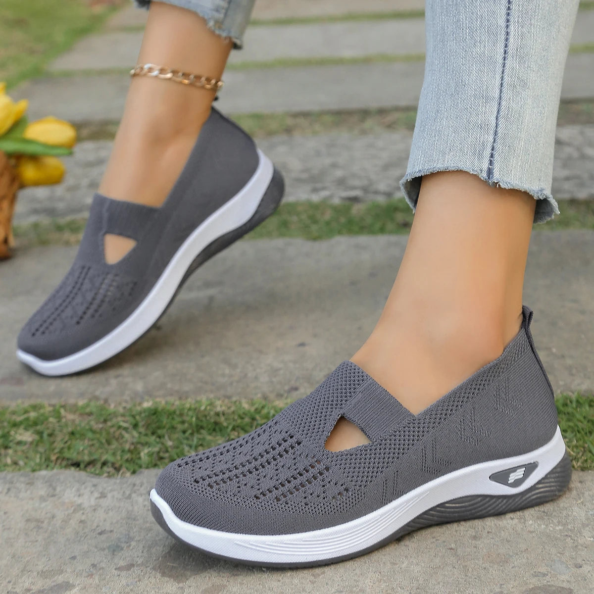 All-Season Women's Casual Sneakers — Lightweight Four-Season Slip-On Flats — view 4 of sneakers