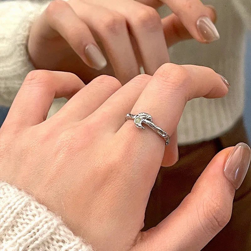 VENTFILLE Women's 925 Sterling Silver Love Heart Hollow Ring — Fairy Style Jewelry Gift