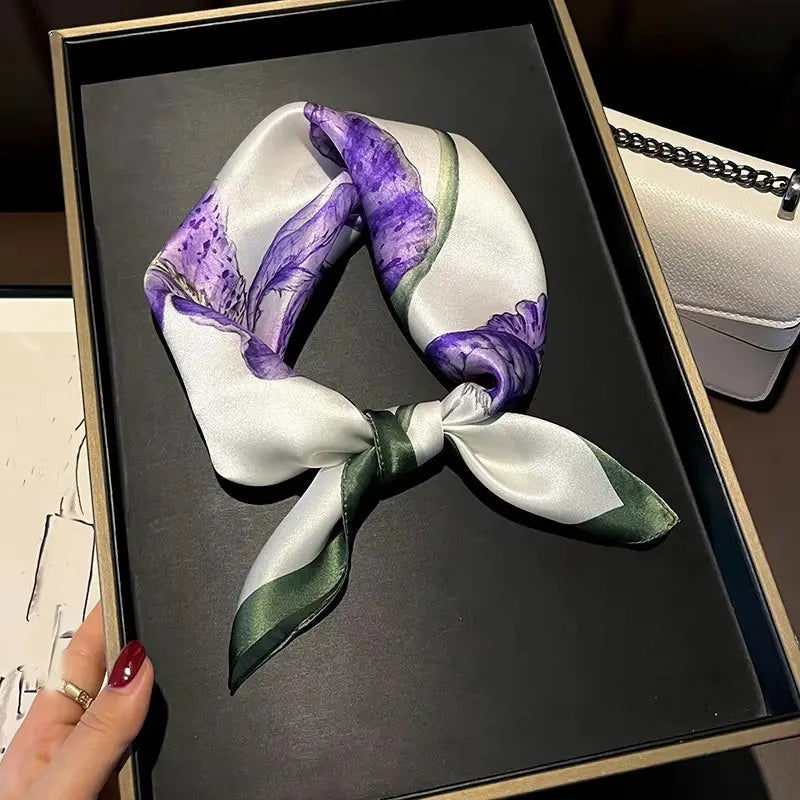 Silk Scarf Small Square 2026 Pashmina — 53×53cm Geometric Trending Palette Bandana Hair Scarf — view 13 of scarves & wraps