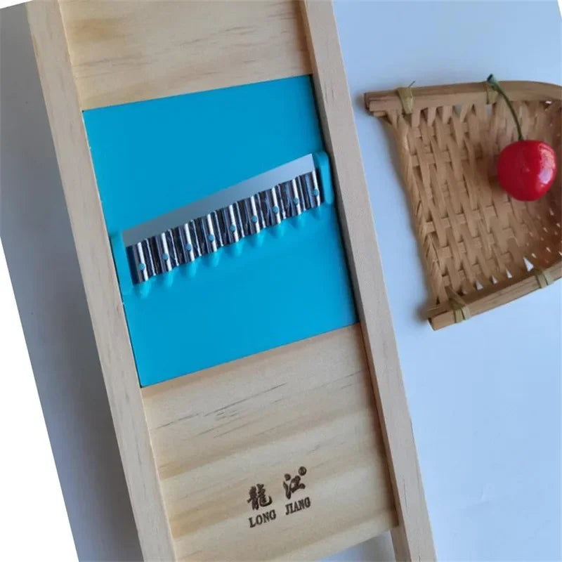Fries Grid Potato Cutter with Wooden Push Block — Stainless Steel Chip Shredder — view 6 of kitchen gadgets
