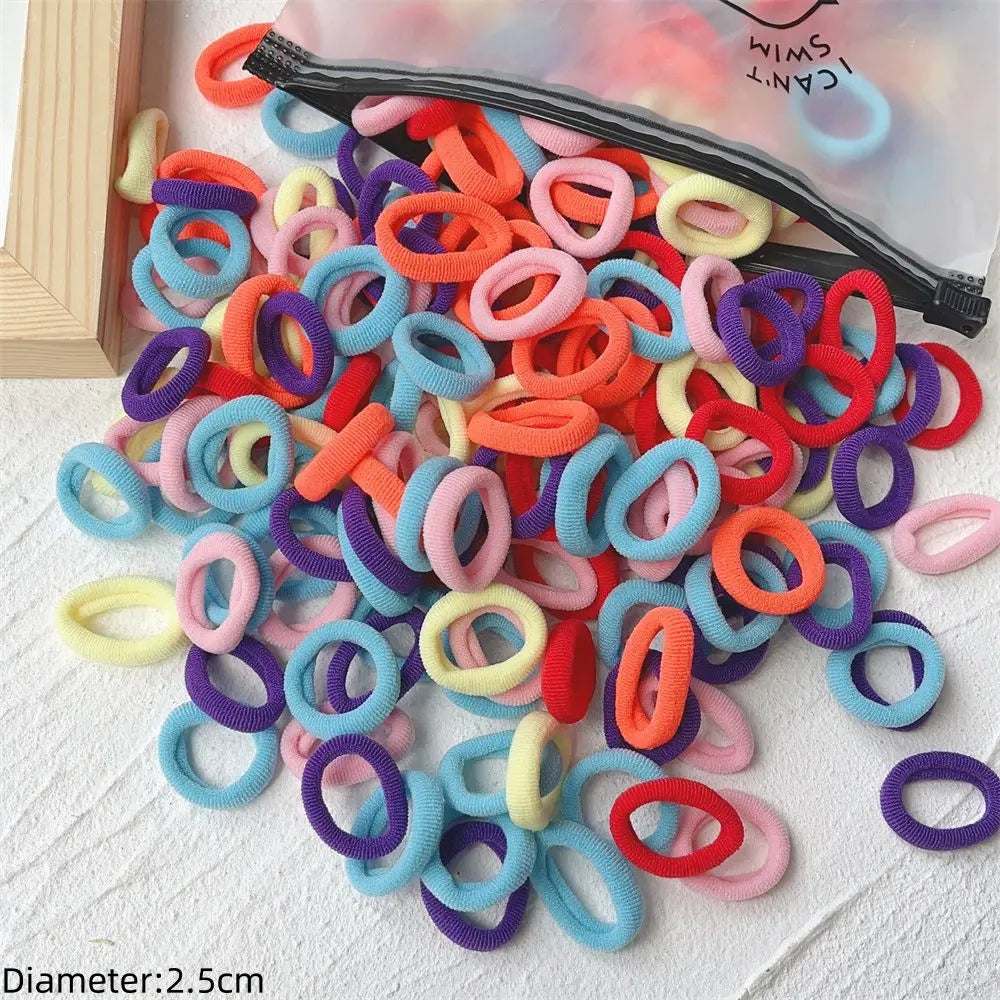 Black Elastic Hair Tie Set - 50pc No-Damage Hair Bands for Women