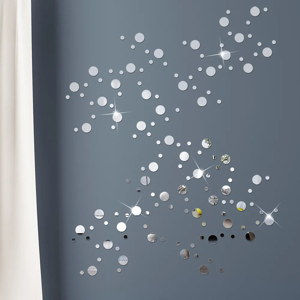 Home Decor Acrylic Mirror Polka Dots Wall Stickers — 100 Pcs Circle Decals for Bedroom, Wedding & Nursery — view 4 of home decor