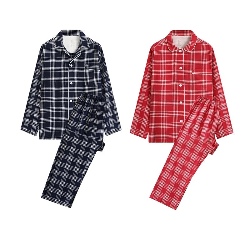 100% Cotton High-Quality Couple Pajamas – Double Strand Cotton Sleepwear for Men & Women