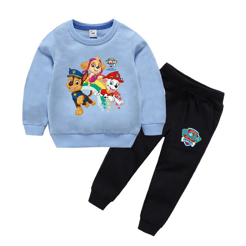 Paw Patrol Children Sets 2024 Autumn Boys/Girls Long sleeve t shirt Kids Kawaii Anime Clothing Sweatshirts and Pants Suits